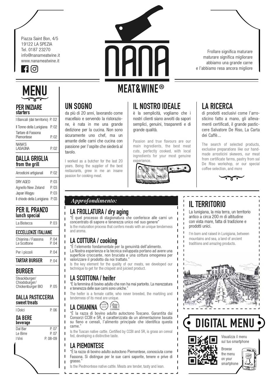 Scoprite il Nostro Menù | Nana Meat&Wine La Spezia - Specialità Carne ...